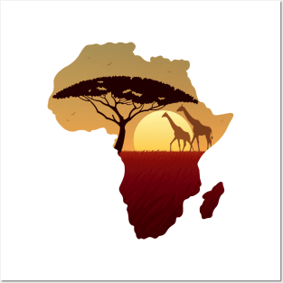 Africa Map Landscape Posters and Art